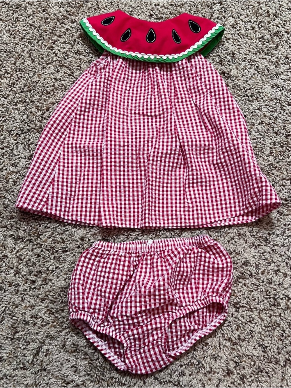 Starting Out Red & White Gingham Watermelon Dress Size 12 Months